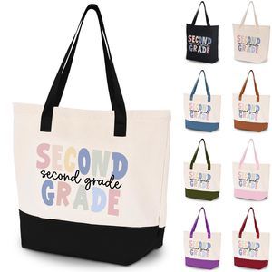 Second Grade Teacher Tote Bag School, Canvas Tote Bag - Top Zier >:)